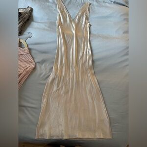 Babaton Champagne Satin Dress